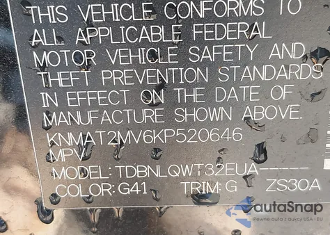 2019 Nissan Rogue S/Sv from USA, damaged, VIN KNMAT2MV6KP520646